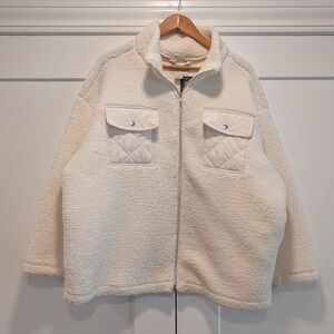 SABRINA LAUREN New York Women's 3X Cozy Cream Sherpa Zip-up Fleece Jacket